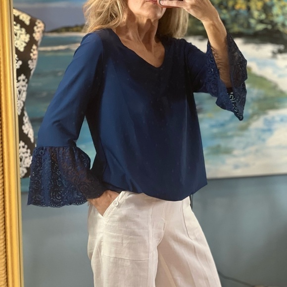 Slinky Brand Tops - ⭐️Slinky Brand, What a Gorgeous Blouse! Tatted Lace Edging, Sexy, Size MP